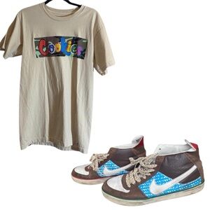 Mens Bundle: Rare Nike Maurk Morgan Mid 3 Size 9 and Cookies Camo T-Shirt sz M